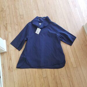 Cos Large navy blue swing tunic with wide mock turtle collar
